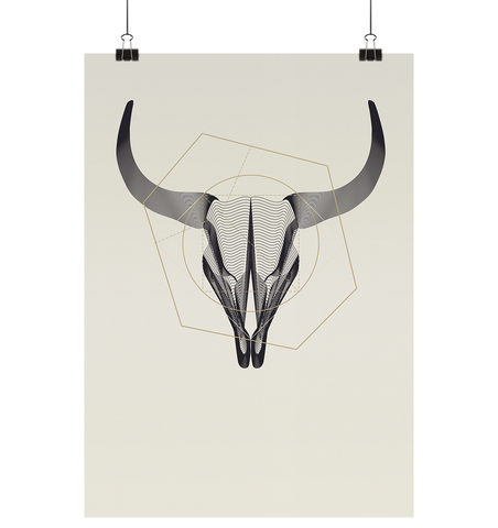 Illustration Animal Skullz - Buffalo - Poster